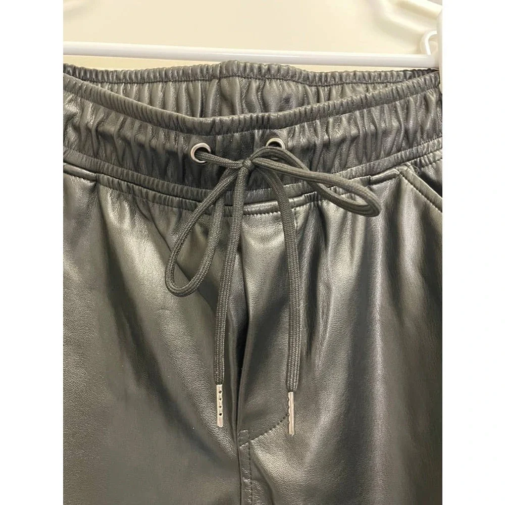 BB Dakota Faux Leather Vegan Black Joggers - Medium - Picture 3 of 5